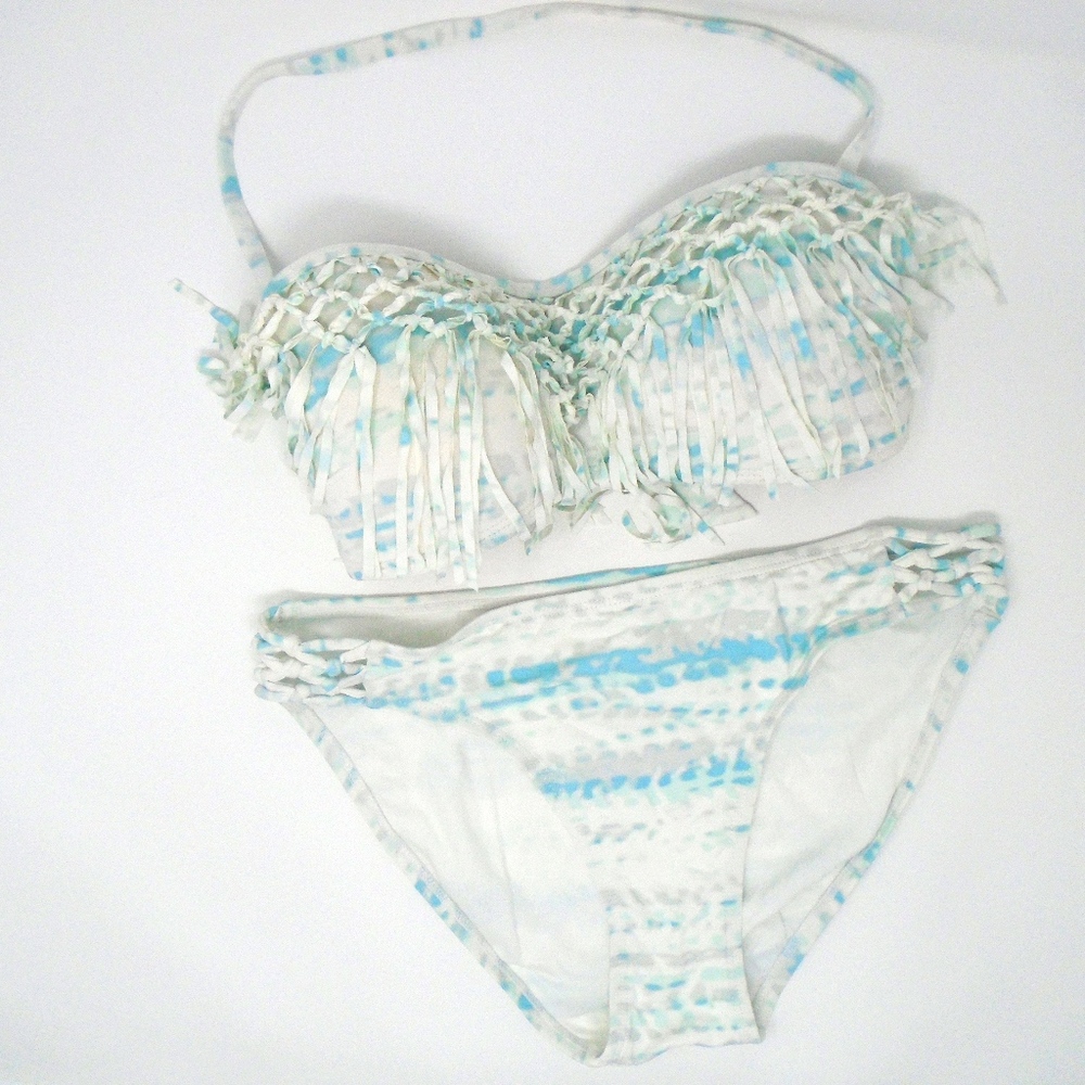 NWT! TIE DYE WHITE & SKY BLUE BIKINI SWIMSUIT